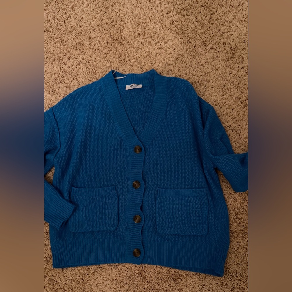 Double Zero Blue Cardigan Sweater medium